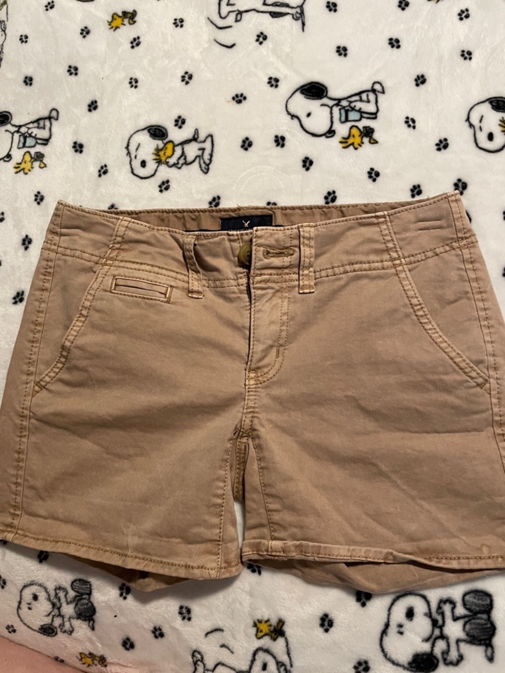 American Eagle Outfitters Women's Khaki Cotton Shorts Stretch